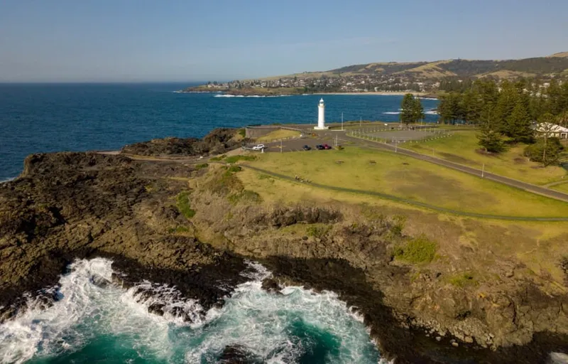 Aerial view of the Kiama lighthouse on the headland